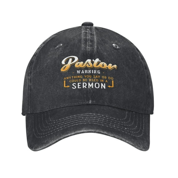 Pastor Warning Anything You Say Or Do Could Be Used in A Sermon Baseball Cap Golf Dad Hat Adjustable Washed Denim Trucker Hats Unconstructed Snapback Cap for Men Women Unisex Adult,Black