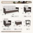 thumbnail image 4 of EAGLE PEAK Ocean Vista 8 piece Patio Variated Brown Wicker Sofa Set Dining Chairs, Swivel Chairs, Beige Cushions, 4 of 11