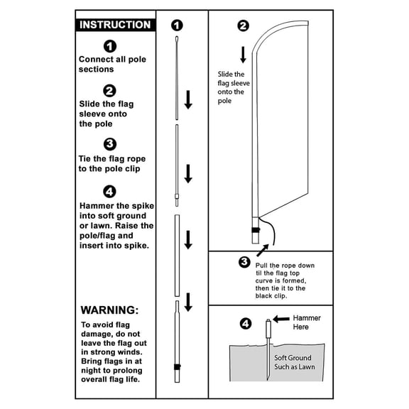 4 Less Co Appliance Sale Swooper Flag Windless 15' ft Tall Large Pole Spike Kit Banner Sign rq-h