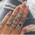 thumbnail image 2 of yuehao accessories rings above set vintage rings blue women bohemian silver rings 15pcs/set stack rings silver, 2 of 8