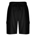 thumbnail image 4 of ZQUUVOU Men's Cargo Shorts Summer Comfortable Button Pocket Elastic Waist Shorts Black, 4 of 5