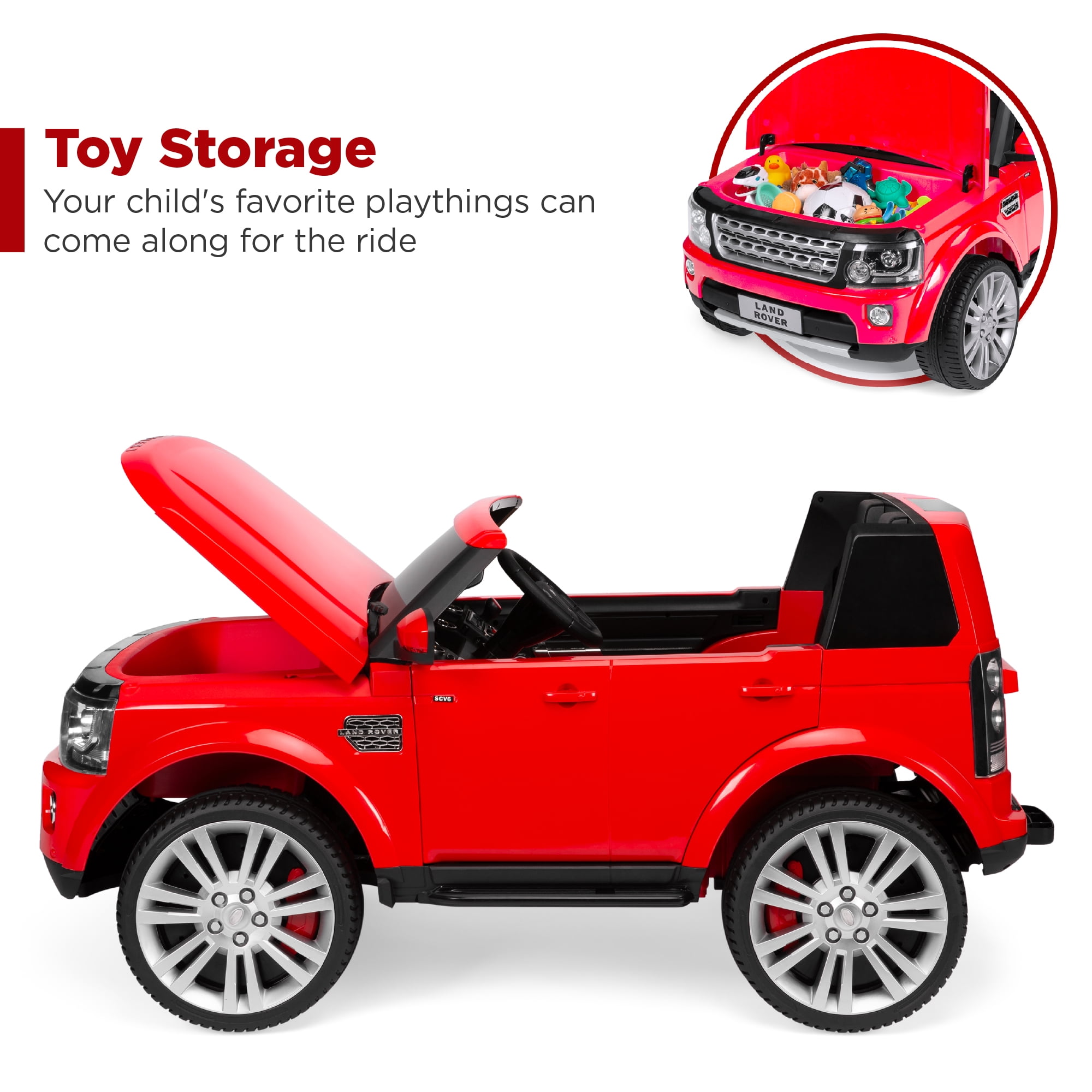 Best Choice Products 12V 3.7 MPH 2-Seater Licensed Land Rover Ride On Car Toy w/ Parent Remote Control - Red - 2