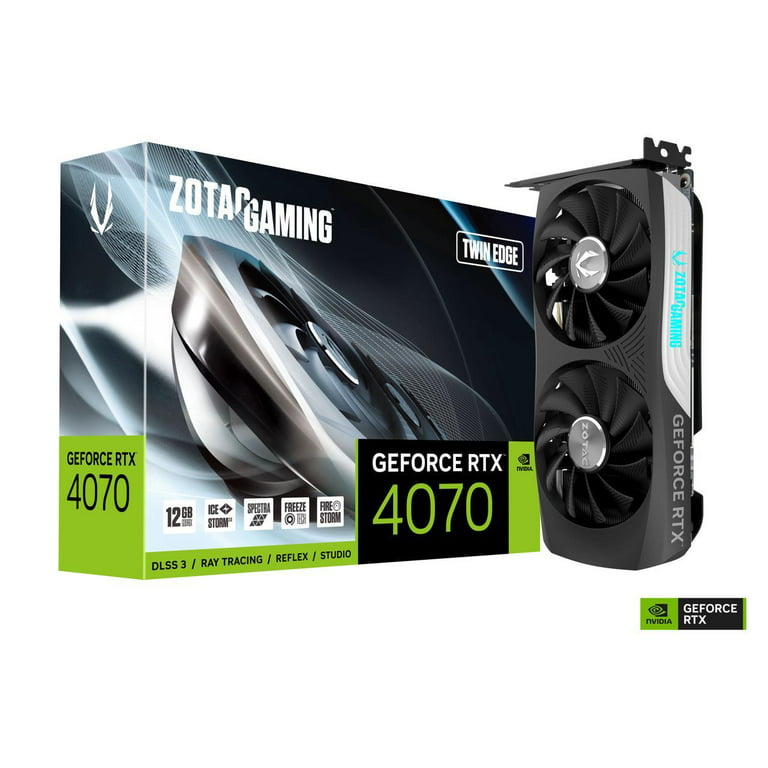 ZOTAC GAMING GeForce 4070 Twin Edge DLSS 3 12GB GDDR6X 21 PCIE 4.0 Compact Gaming Graphics Card, IceStorm 2.0 Cooling, SPECTRA RGB Lighting, ZT-D40700E-10M - Walmart.com