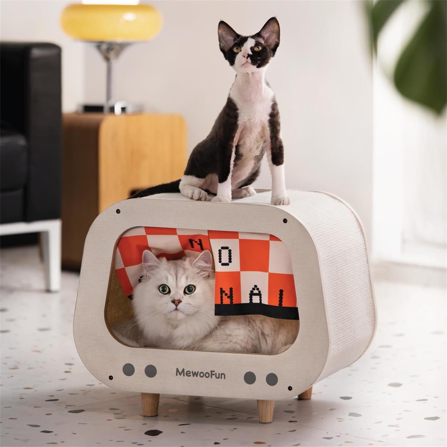 Pefilos 18" Cat House for Indoor Cats with Scratching Posts and Plush Ball Toy, Modern Cat Cave Bed, Cat Nest Condo Cute Cat Shelter, Gray Pefilos 18" Cat House for Indoor Cats with Scratching Posts and Plush Ball Toy, Modern Cat Cave Bed, Cat Nest Condo Cute Cat Shelter, Gray