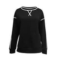 thumbnail image 3 of Oversized Sweatshirts for Women 2025 Fall Long Sleeve Crewneck Side Slit Color Block Sweatshirt Pullover Tops, 3 of 6