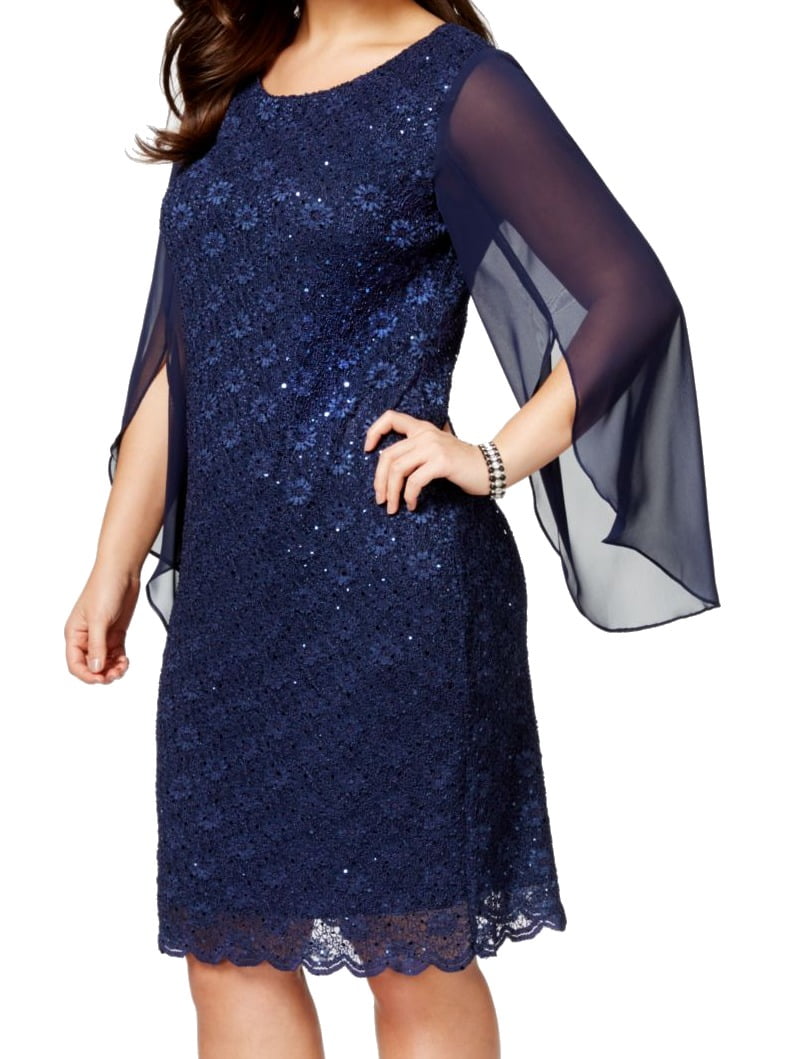 connected apparel navy blue dress