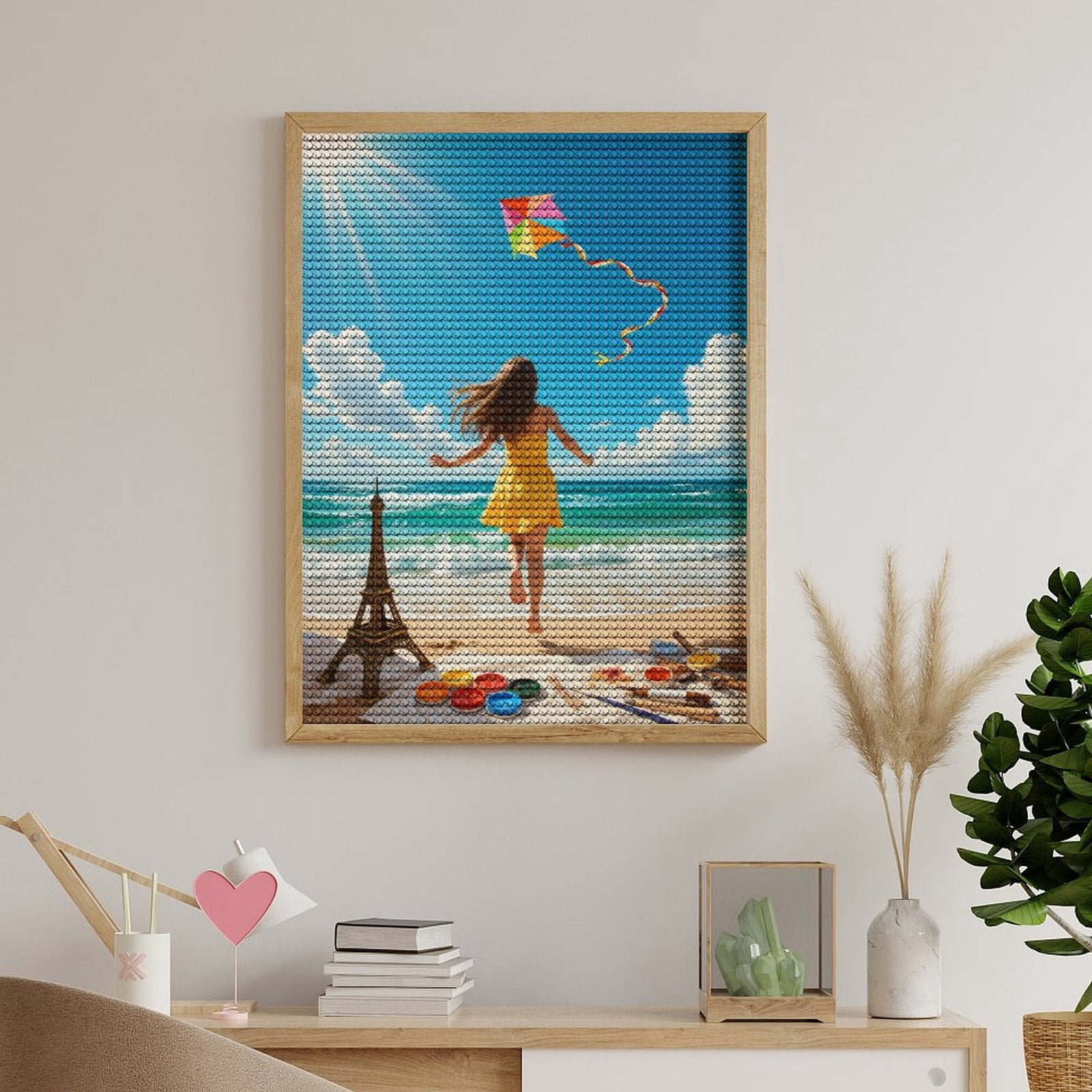 Diamond Art Kits for Adults, Summer Beach Kite Colors Adventure 5D Diamond Painting Kits for Adults Beginners, DIY Full Drill Diamond Painting, Gem Art and Crafts 12x16