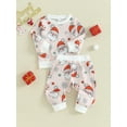 thumbnail image 3 of Suealasg Toddler Baby Girls Christmas Outfits Clothes 6M 1T 2T 3T Kids Girls Long Sleeve Santa Claus Print Sweatshirt Tops Pants Sets 2Piece Christmas Party Gift for Newborn Girls, 3 of 9