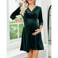 thumbnail image 2 of Yesfashion Women's Velvet Retro V-neck A-line Sexy Maternity Dress Holiday Evening Wedding Guest Dress, 2 of 5