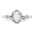 thumbnail image 5 of 925 Sterling Silver Polished Simulated Opal and Diamond Ring Size 6 2mm Wide Ring for Women, 5 of 5