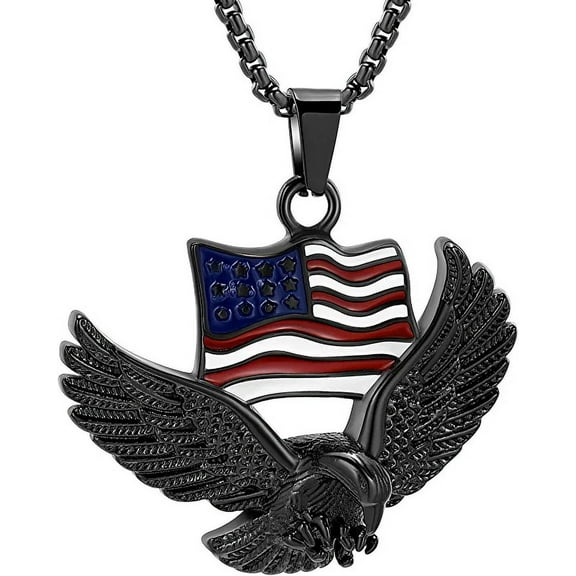 Eagle Memorial Urn Necklace Keepsake Pendant Ashes Necklace Stainless Steel Urn Necklace Eagle Keepsake Pendant Flag of the United States Urn Cremation Necklaces