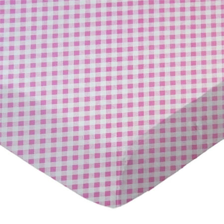 SheetWorld Fitted 100% Cotton Percale Play Yard Sheet Fits BabyBjorn Travel Crib Light 24 x 42, Pink Gingham Check