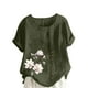 thumbnail image 1 of Vestidos Casuales Para Mujer, Blusas De Mujer De Moda Blusa informal de lino con cuello redondo, manga corta y botones para mujer, 1 of 4