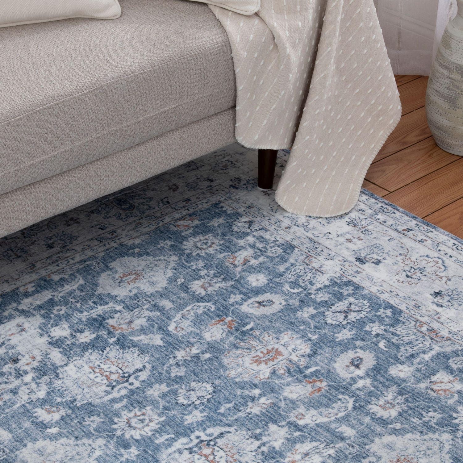 Banburry Ocean Blue and Ivory Woven Area Rug