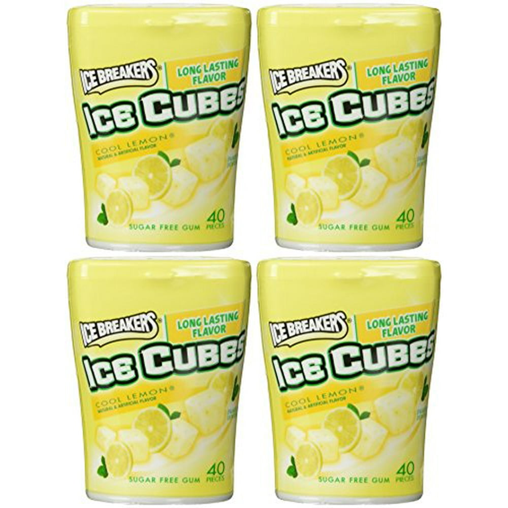 Ice Breakers Cool Lemon Ice cubess Sugar Free Gum 40 pieces (Pack of 4 ...