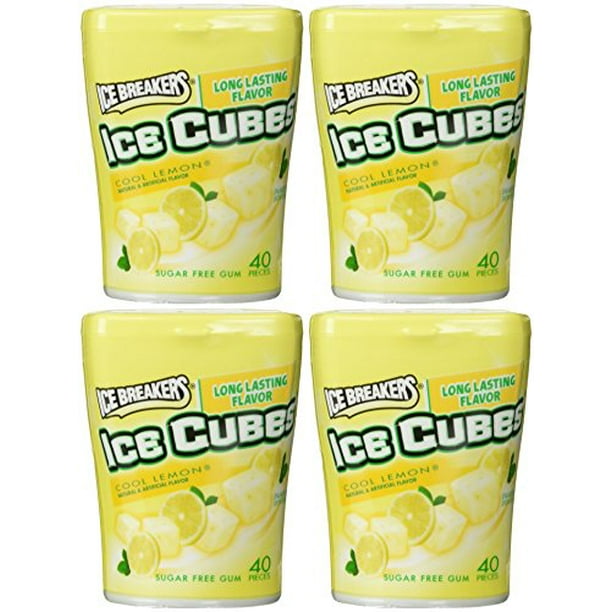 Ice Breakers Cool Lemon Ice cubess Sugar Free Gum 40 pieces (Pack of 4 ...