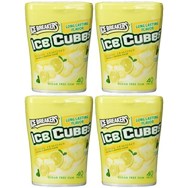 Ice Breakers Cool Lemon Ice cubess Sugar Free Gum 40 pieces (Pack of 4