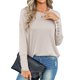 thumbnail image 3 of VISgogo - Camiseta holgada informal para mujer, color sólido, cuello redondo, manga larga, puños recortados con botones VISgogo  moda, 3 of 9