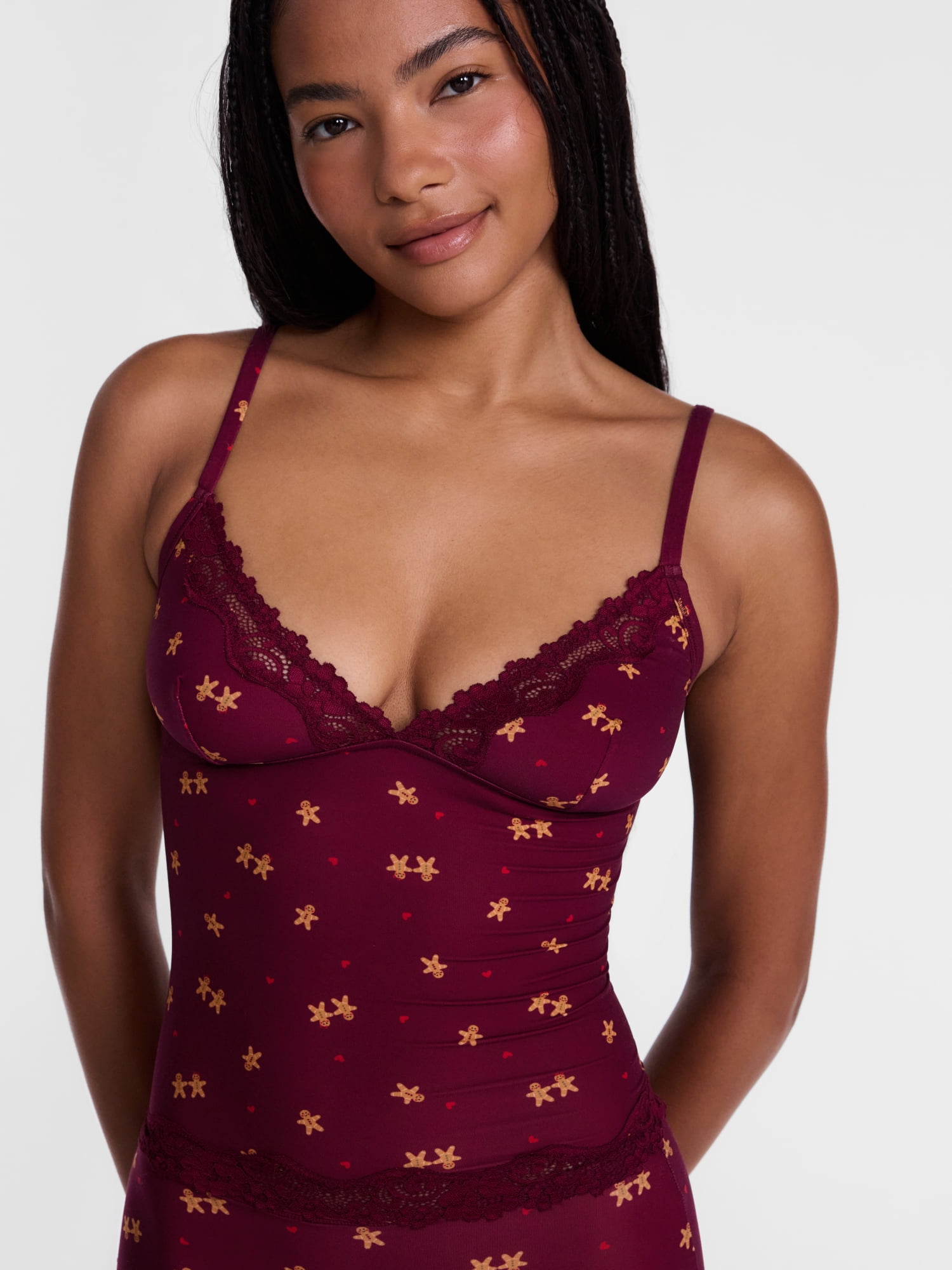 No Boundaries Fit Stretch Lace Trim Cami and Shorts Pajama Set, 2-Piece, Women's XS-XXXL