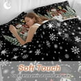 thumbnail image 4 of Christmas Comforter Set California King Size, Cute Hat Snowman Xmas Box Pine Trees Snow Black Soft Bedding Set for Man Woman, 4 Pieces Duvet Cover Set with Fitted Sheet, 2 Pillowcases, 4 of 9