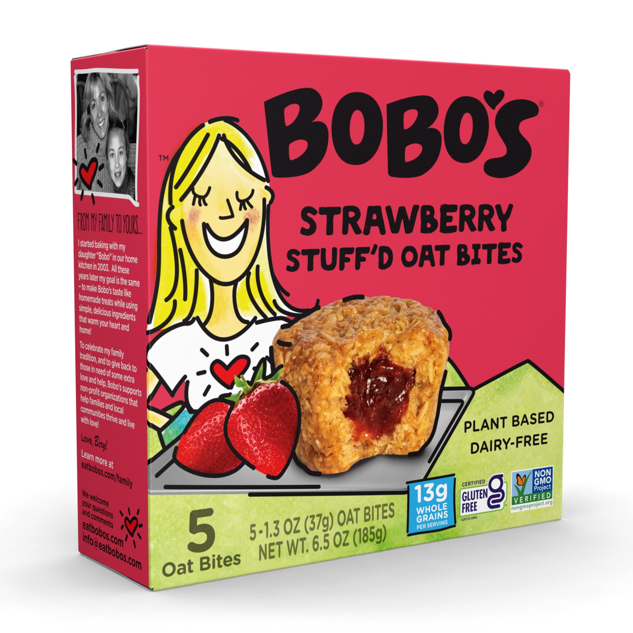 (3 pack) Bobo's Oat Bites, Strawberry Stuff'd, 5 Pack of 1.3oz bars