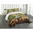 thumbnail image 3 of Ambesonne Zoo Quilted Bedspread Set 3 Pcs, Jaguar on Wood Wild Feline, Queen Size, Green Yellow Brown, 3 of 5