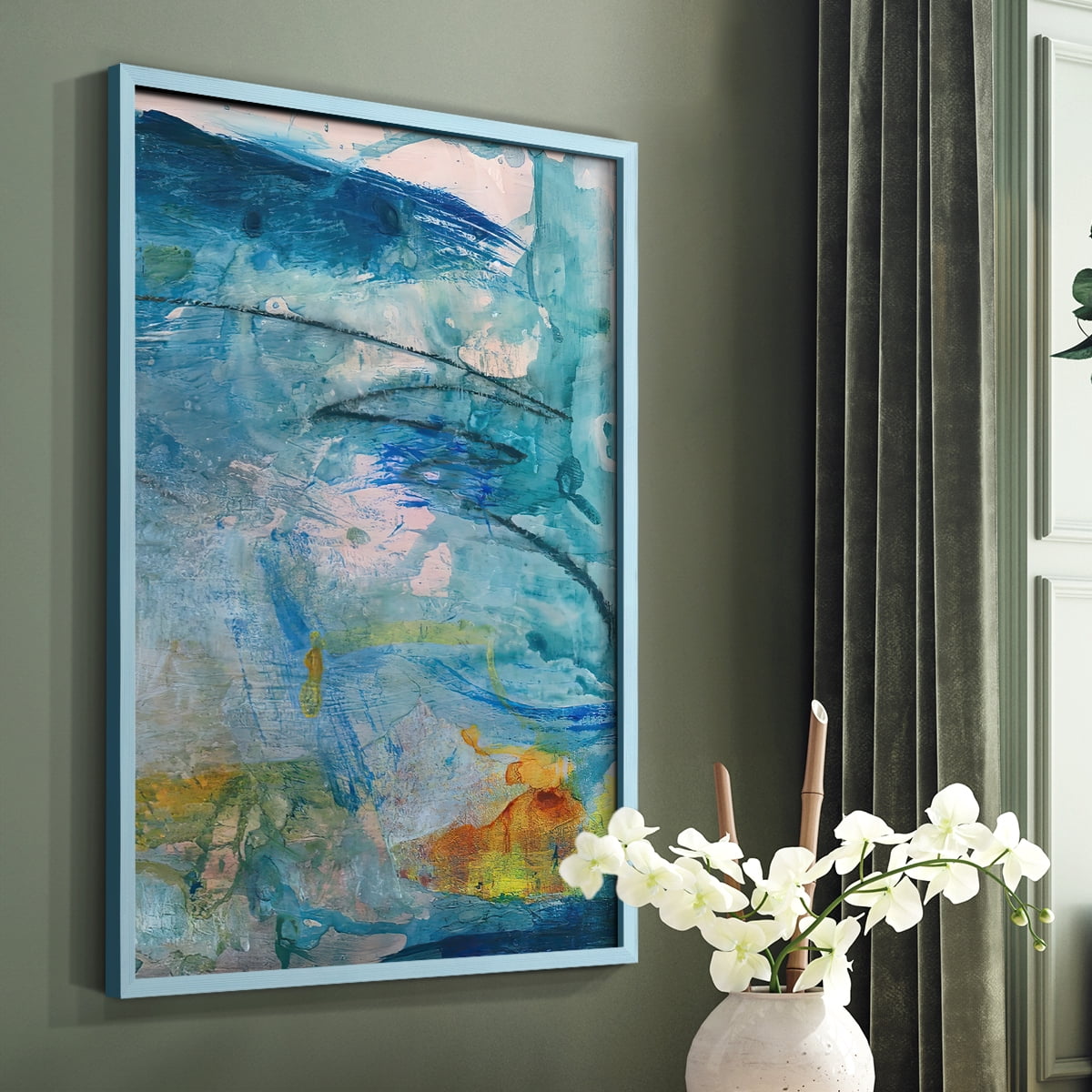 Spring Winds V in Blue Solid Wood 8 x 10 Framed Print