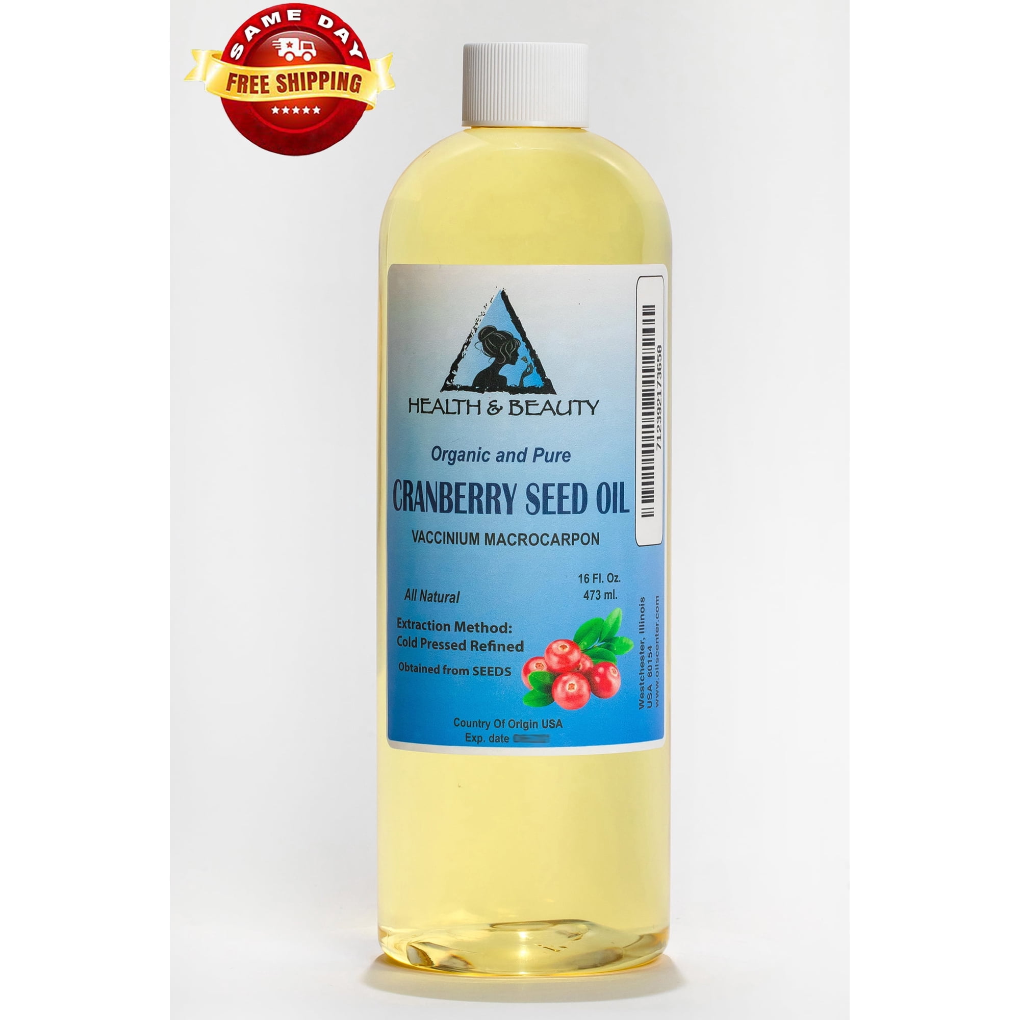 CRANBERRY SEED OIL REFINED ORGANIC COLD PRESSED PREMIUM NATURAL 100% PURE 32 OZ