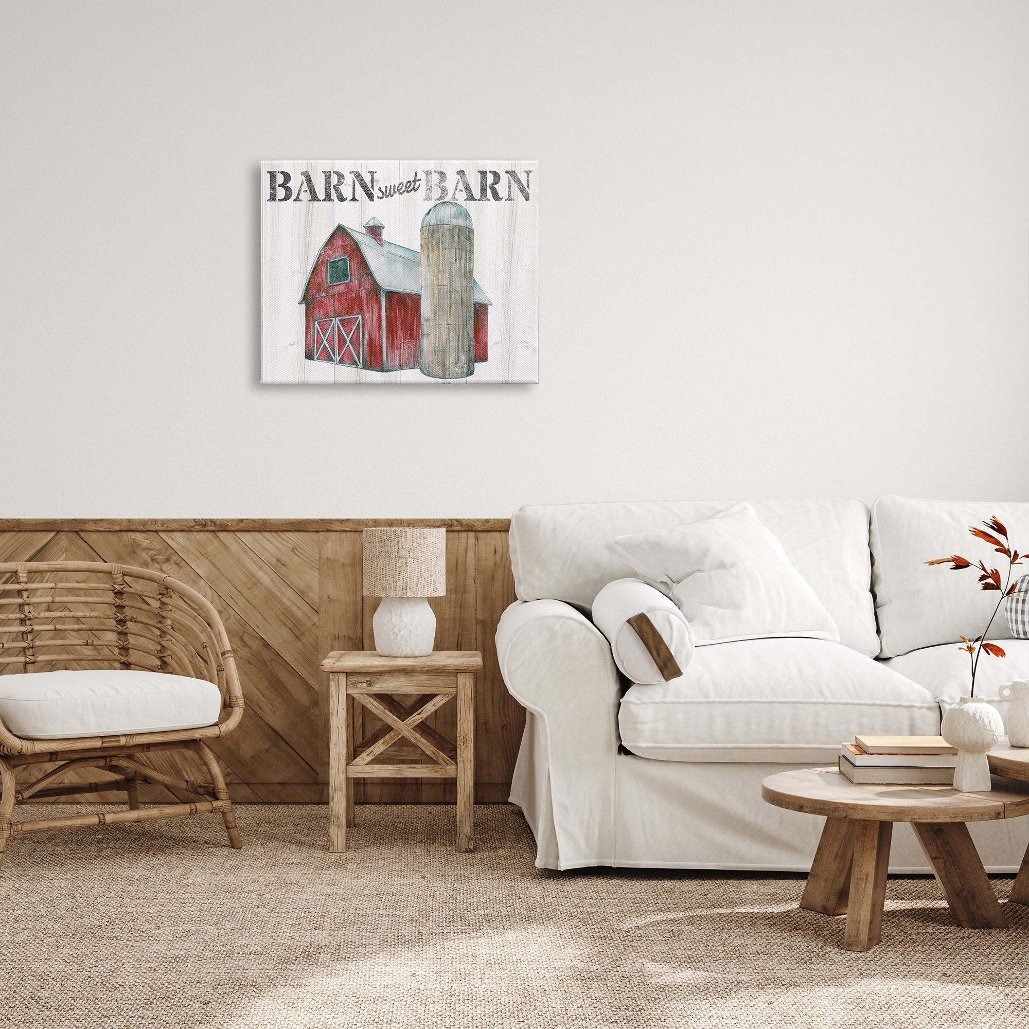 Stupell Industries Sweet Barn Rustic Phrase Landscape Painting Gallery Wrapped Canvas Art Print Wall Art, 30 x 24