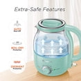 thumbnail image 3 of Elite Gourmet EKT1220M Electric BPA-Free Glass Kettle, Temperature Dial, Keep Warm Function, Cordless 360° Base, Blue LED Interior, Auto Shut-Off Function – Quick Boil, Mint, 1.2L, 3 of 7