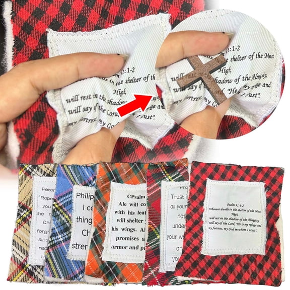Prayer Quilt with Cross Inside, Handmade Sew Individually Colorful Quilts, Symbolism Poem Quilts with Wooden Cross Inside, Gifts for Yourself Friend Family