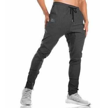 BROKIG Men's Zip Joggers Pants - Slim Fit Gym Workout Sweatpants With Pockets