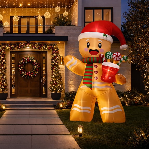 Inflable de Navidad Galleta Jengibre Gingy Gingerbread con dulces – 3m Christmas inflatable Decoración Navideña Artego
