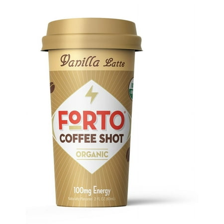 FORTO Coffee Shots - 100mg Caffeine, Vanilla Latte, Colombian cold brew in a ready-to-drink 2-ounce shot for a fast coffee energy boost, 4 pack