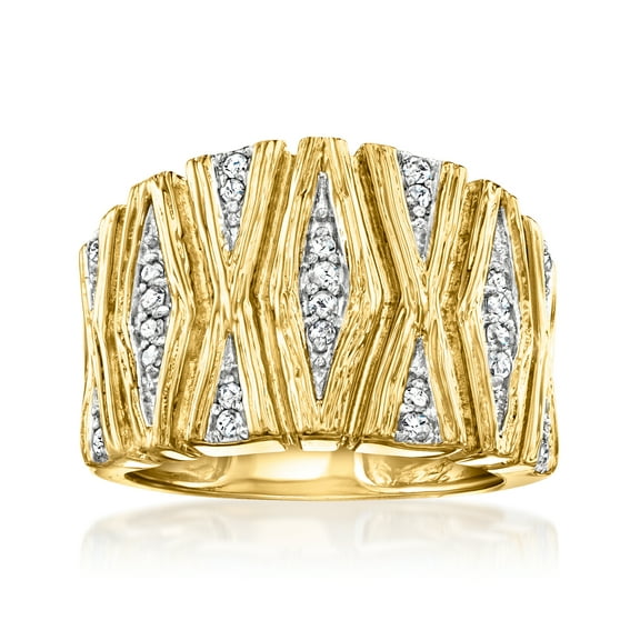 Ross-Simons 0.25 ct. t.w. Diamond X-Pattern Ring in 18kt Gold Over Sterling, Women's, Adult