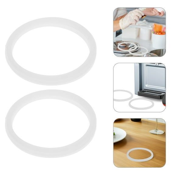 OULII 2-Pack White Silicone Seal for Ice Cream Maker, Portable Leak-Proof Replacement Parts