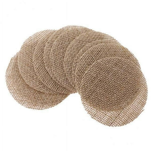 Luzkey 6x10Pieces Pièces Rustiques en Toile de Jute Rondes pour Couture Artisanat DIY Marron