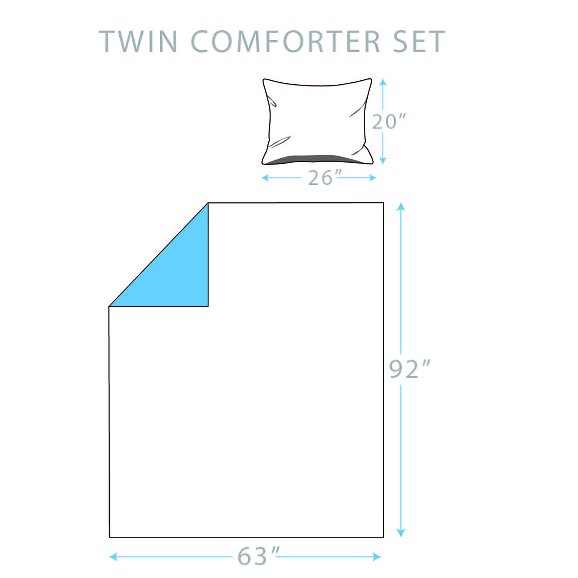 Twin 2-Piece Comforter Set, Brighton Grey and Blush Pink Watercolor Floral