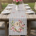 thumbnail image 4 of Spring Easter Bunny Table Runner 108 Inches, Grey Buffalo Plaid Pink Tulips Bed Runner Dresser Scarves Tabletop for Indoor Outdoor Parties/Ceremony/Banquet, 13"x 108", 4 of 8