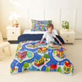 thumbnail image 4 of Manfei City Streets Twin Comforter Sets,Kawaii Houses Print Bedding Set,Blue,Navy Blue Reversible,2 Pieces,1 Comforter and 1 Pillowcase, 4 of 7
