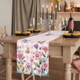 thumbnail image 2 of Table Runners 90 Inches Long Dress Scarves, Pink Flowers Farmhouse Coffee/Dining/Kitchen Table Runner for Living Room, Spring Floral Butterfly Leaves Plants Rustic Plaid 13x90 Inch, 2 of 9
