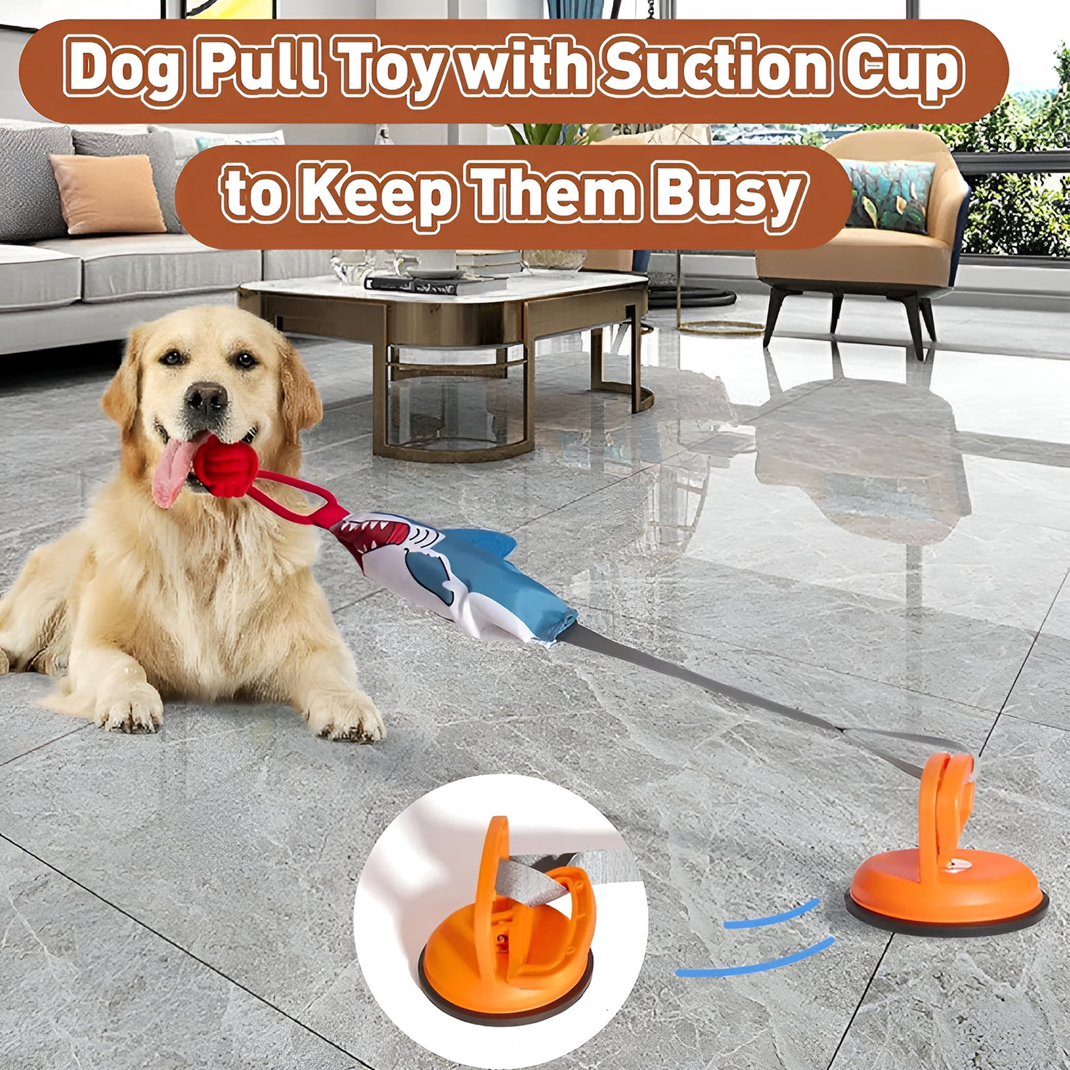 BESTSKY Squeaky Dog Tug Toy with Suction Cup,Interactive Tug of War Pull Toy Sturdy Rope Toys