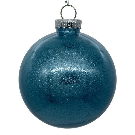 Vickerman 4" Clear Ball Christmas Ornament with Baby Blue Glitter Interior, 6 Pieces per bag
