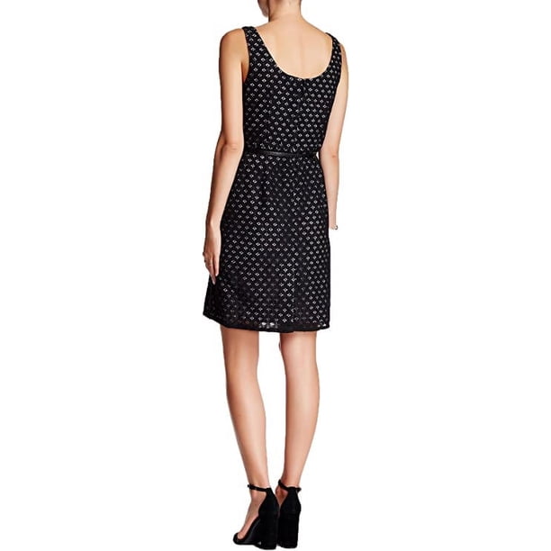 Adrianna Papell Two-Tone Diamond Lace Dress (6) Black/White