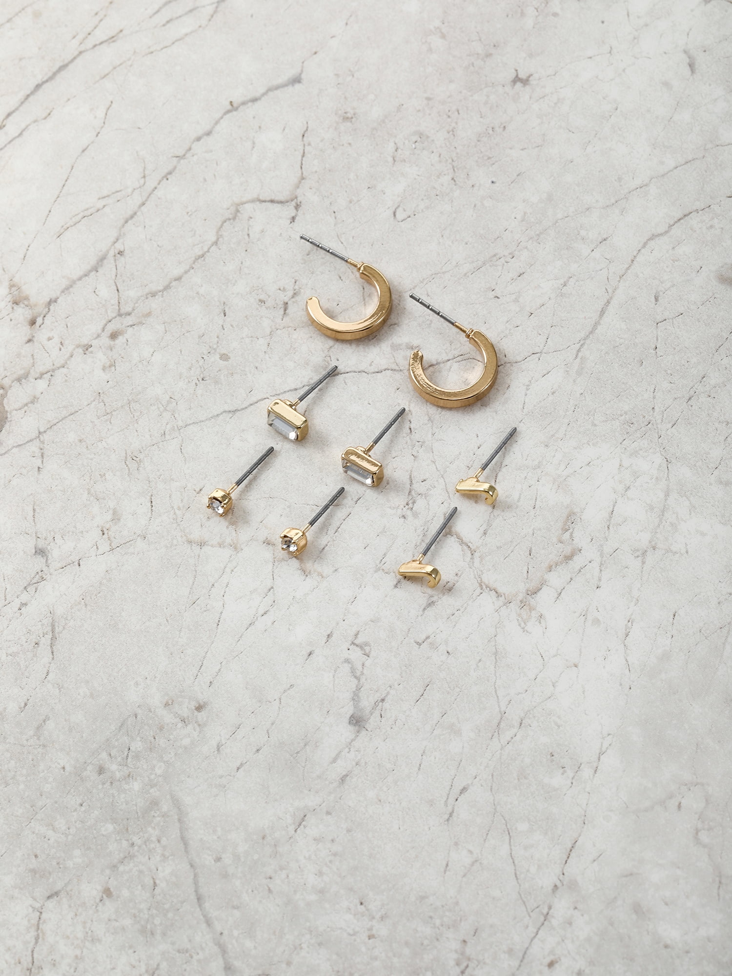 Time and Tru Goldtone Initial Letter Earring Set, 4 pairs, Letter J
