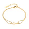 thumbnail image 1 of Pulsera de cadena de eslabones con dije de cruz para mujeres adolescentes, ajustable, dorado TUNC Sencillez, 1 of 5
