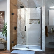 DreamLine Unidoor 48-49 in. W x 72 in. H Frameless Hinged Shower Door with Support Arm in Satin Black