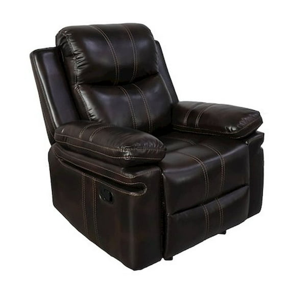 New Classic Furniture Kellen Faux Leather Power Glider Recliner in Brown