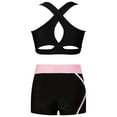 thumbnail image 2 of TSSOE Kids Girls Dance Crop Tops and Shorts Set Two Pieces Dance Sports Outfits Gymnastics Ballet Black&Pink 16, 2 of 5