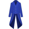 thumbnail image 5 of Abrigo de uniforme de esmoquin retro punk de moda largo de color sólido para hombre, 5 of 5